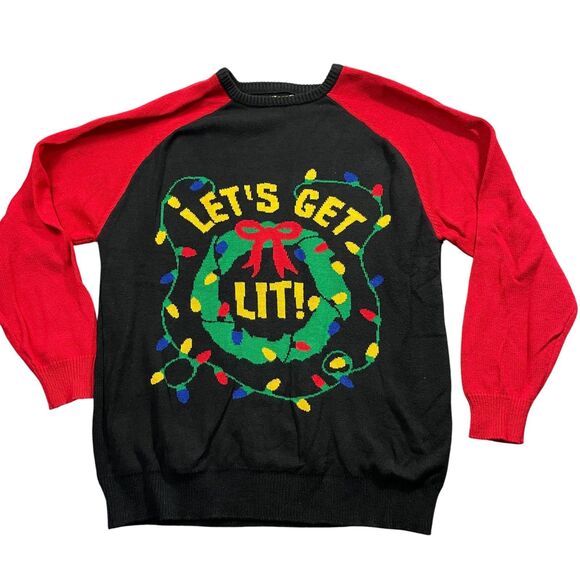 Sears & Roebuck VINTAGE Let's Get Lit XL Sweater Cotton Blend Long Sleeve - Picture 1 of 6